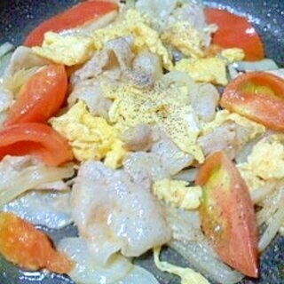 豚バラ肉とトマトの卵炒め